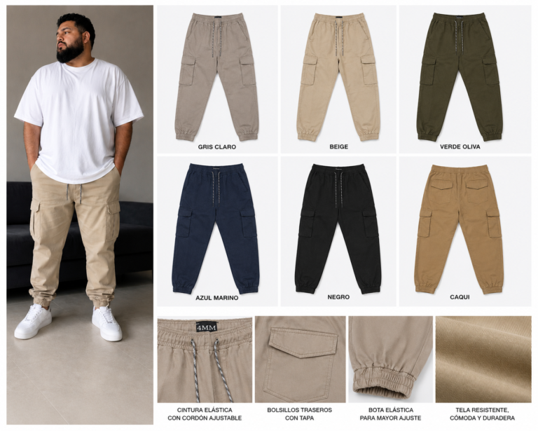 Jogger Tipo Cargo Hombre en Varios Colores